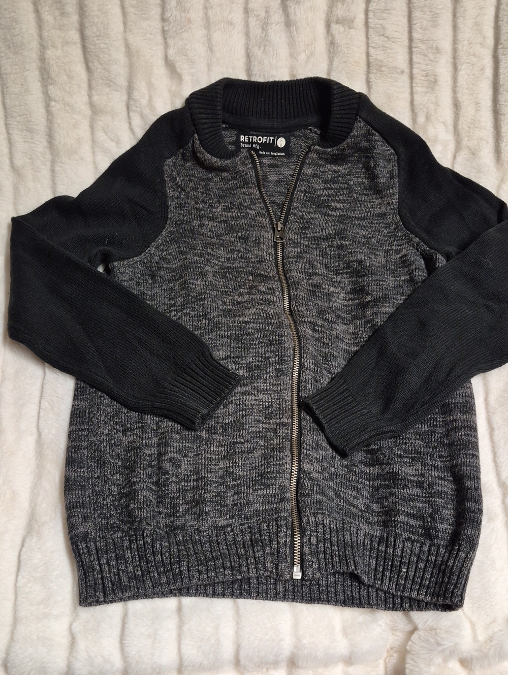 Retrofit Kids Charcoal & Black Zip-Up Sweater